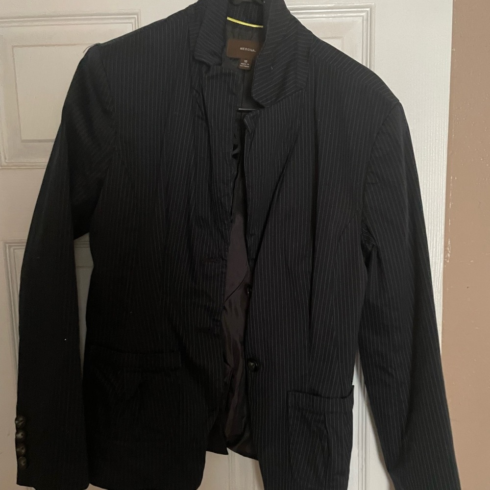 Women black pinstripe blazer